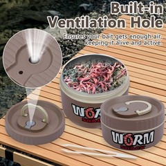 2Pcs Live Bait Storage,Fishing Bait Container Stainless Steel Worm Storage Box