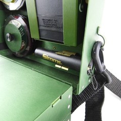Green Anodized 3-Tier Fly Fishing Chest Box. Labeled “A Bar A Ranch”.