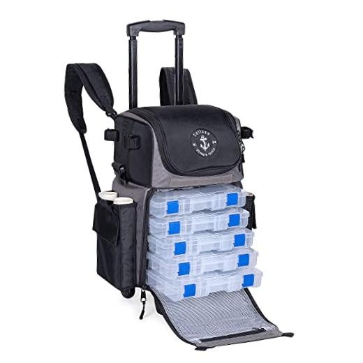 Calissa Offshore Rolling Fishing Tackle Box with Wheels, X-Large Black