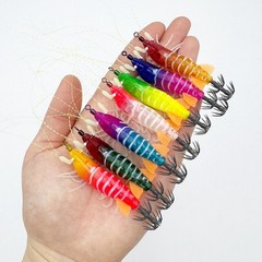 Glow in Dark Shrimp Hook Lure with Rattling Beads and Flexible Soft Legs