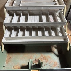 Vintage Plano 6300-N Fishing Tackle Box 3 Tray Green Used Good Condition