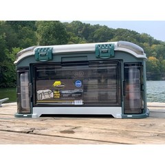 Plano Angled Fishing Tackle Box Storage System Green Tan Outdoor Organizer