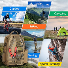 Fishing Tackle Backpack with Rod & Gear Holder, Lightweight Outdoor Water-Resist