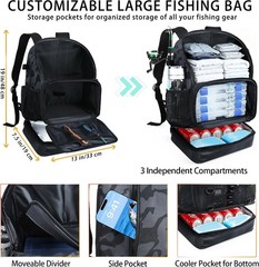 Fishing Backpack with Tackle Boxes Rod Holder Cooler 30L Large