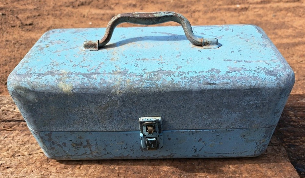 Vintage “My Buddy” Fishing Tackle Box 13″ X 6″ X 6″ 2 Tier See Photos