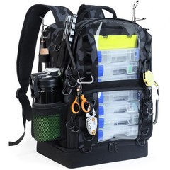 Fishing Tackle Backpack with Cooler,45L Large Tackle Bag with 2 Rod Holders &…