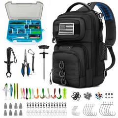 Fishing Sling Bag with Tackle Box, MOLLE System Fishing Backpack with Fishing…