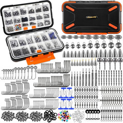 Fishing Accessories Kit with Tackle Box, Hooks, Weights, and Gear Set 264/397pcs