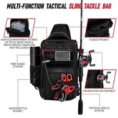 oinitiry Fishing Sling Bag, Bag With Rod 9.06″ x 7.87″ x 15″, Black