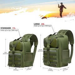 Convertible Fishing Backpack Sling Bag with Rod Holder, Adjustable Tactical W…