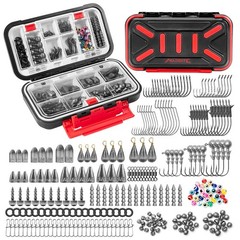 Compact Fishing Tackle Kit – 182/265/400pcs All-in-One Freshwater Hooks, Weights