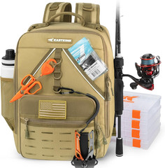 Kastking Karryall Fishing Tackle Backpack with Rod Holder 4 Tackle Boxes,40/26L