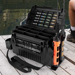 2 Tier Fishing Tackle Box Fishing Box with Cup & Rod Holder Fishing Accessories