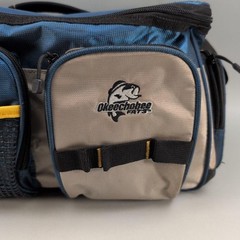Okeechobee Fats Soft Tackle Bag Blue Tan 5 Pocket Shoulder Strap Fishing Gear