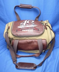 RARE Bass Pro Tracker Fishing Tackle Duffel Bag Canvas Leather Tracker Boats
