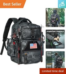 Multi-Functional Fishing Tackle Backpack with Dual Rod Holders & Expandable Area