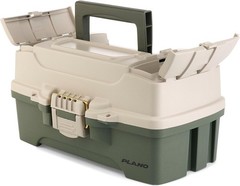 Durable One-Tray Tackle Box in Green/Tan with Rust-Proof Brass Latch for Anglers