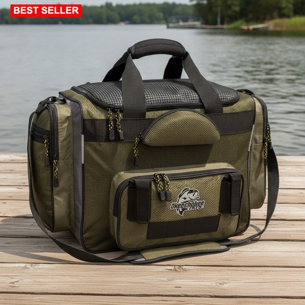 Fishing Tackle Bag Large Capacity Water Resistant with Multiple Compartments