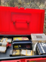Vtg Plano Plastic Lockable Toolbox w/Removable Tray 16.5″ x 8.5″ x 7.75″ Filled