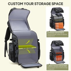 Large 45L Fishing Backpack, Water-Resistant Tackle Bag with 4 Rod Holders & Cool