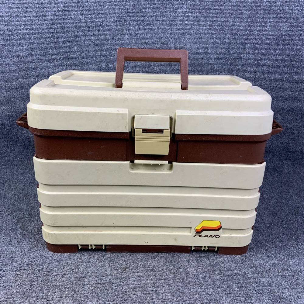Plano 758 Tackle Box Large 4-Drawer Fishing Storage Organizer Tan Brown USA