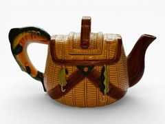 Fishing Basket Ceramic TeaPot, Tackle Bag 9.5in