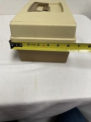 VTG Tan Plano 5000 Fishing Tackle Box Full of Lures Bobbers Hooks