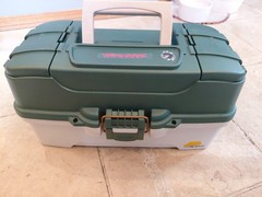 Plano 6203-06 3 Tray Green & White Tackle Box With Tray Deviders + Fish Supplies