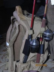 40L Fishing Tackle Backpack w/ Rod Holders Rain Cover Water Resistant
