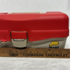 Vintage Plano Red Plastic Fishing Tackle Box With Inner Tray Storage Clean
