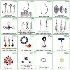 410 PCS Fishing Accessories Kit Hooks Weights for Saltwater & Freshwater Fishing