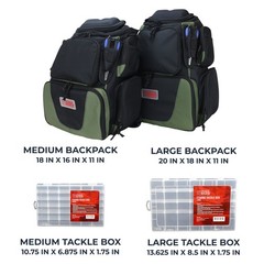 Osage River Ultimate Fishing Backpack Night Fish Light Medium Bag w Tackle Boxes