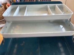 vintage metal tackle box/Mermaid Brand/6.5×6.5×14.5