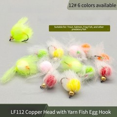 Egg Fly Fishing Lures 12pcs Mixed Colors Green White Orange Pink Yellow Red