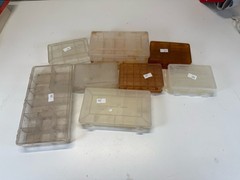 Lot of 9 Vintage Plastic Tackle Craft Storage Organizer Boxes Plano Style