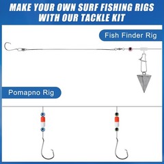 105PCS Surf Fishing Tackle Kit Fish Finder Rigs Saltwater Surf Fishing Rigs Live