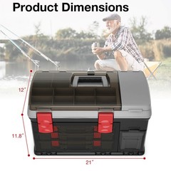 5 Layers Fishing Tackle Box w/ Top Storage 3 Removable Utility Boxes & Dividers