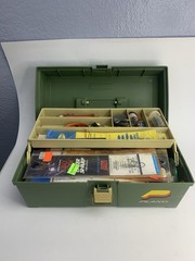 Vintage Plano Fishing Tackle Box 2110 Plastic 1 Tray with Grandpa’s Goodies Mix