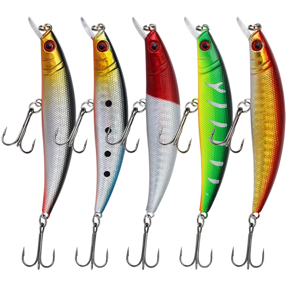 Plastic Bait Minnow Lures Abs Material Construction Streamlined Body Design