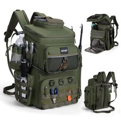 Fishing Backpack, 900D Water-Resistant Tackle Bag with Rod Holders, Insulated…