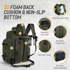 Fishing Backpack, 900D Water-Resistant Tackle Bag with Rod Holders, Insulated…