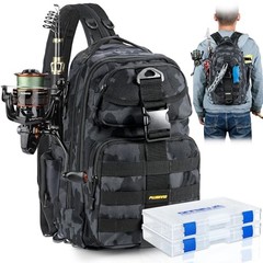 Fishing Backpack, Fishing gear,Tackle Bag, Black Bag With 2 Boxes (No Rod)