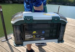 Outdoor Sports Angled Fishing Tackle Box Storage System, 3700-Size, Green / Tan