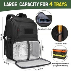 Fishing Backpack with Cooler and Rod Holders Water Resistant Tackle Bag for Men