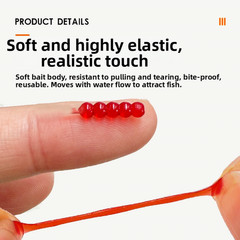 Red Worm Fishing Bait for 2 cm 0.07 g Fork-Tail Maggot Soft Lure for Trout