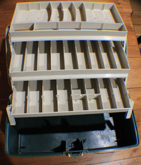 Vintage PLANO 3 Tray Tackle Box Model 6803 Green/Tan Rare 3 Yellow P’s Mid 80’s