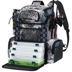 Piscifun Fishing Tackle Backpack with Rod Holders & 4 Tackle Boxes, Waterproo…