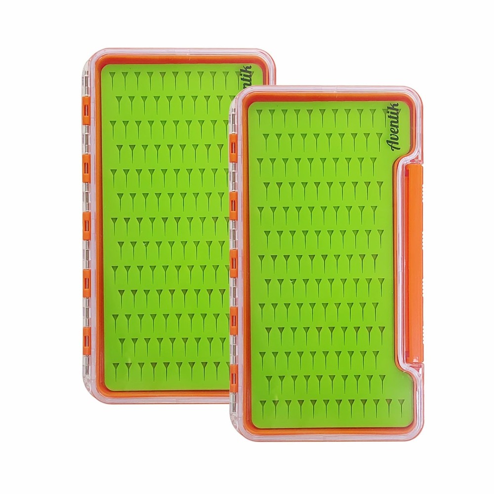 2 PCS Clear Waterproof Fly Fishing Box Super Slim Hook Storage Case 7.36×4.02