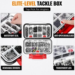 264PCS Fishing Tackle Box Kit Hooks Sinkers Swivels for Bass Trout