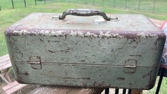 Vintage My Buddy Aluminum Two Tray Tackle Box W Metal Handle Fishing
